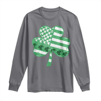 St Patricks Day American Flag Shamrocks Long Sleeve Shirt Lucky Retro Vintage Irish USA