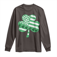 St Patricks Day American Flag Shamrocks Long Sleeve Shirt Lucky Retro Vintage Irish USA