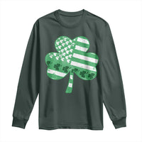 St Patricks Day American Flag Shamrocks Long Sleeve Shirt Lucky Retro Vintage Irish USA
