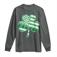 St Patricks Day American Flag Shamrocks Long Sleeve Shirt Lucky Retro Vintage Irish USA