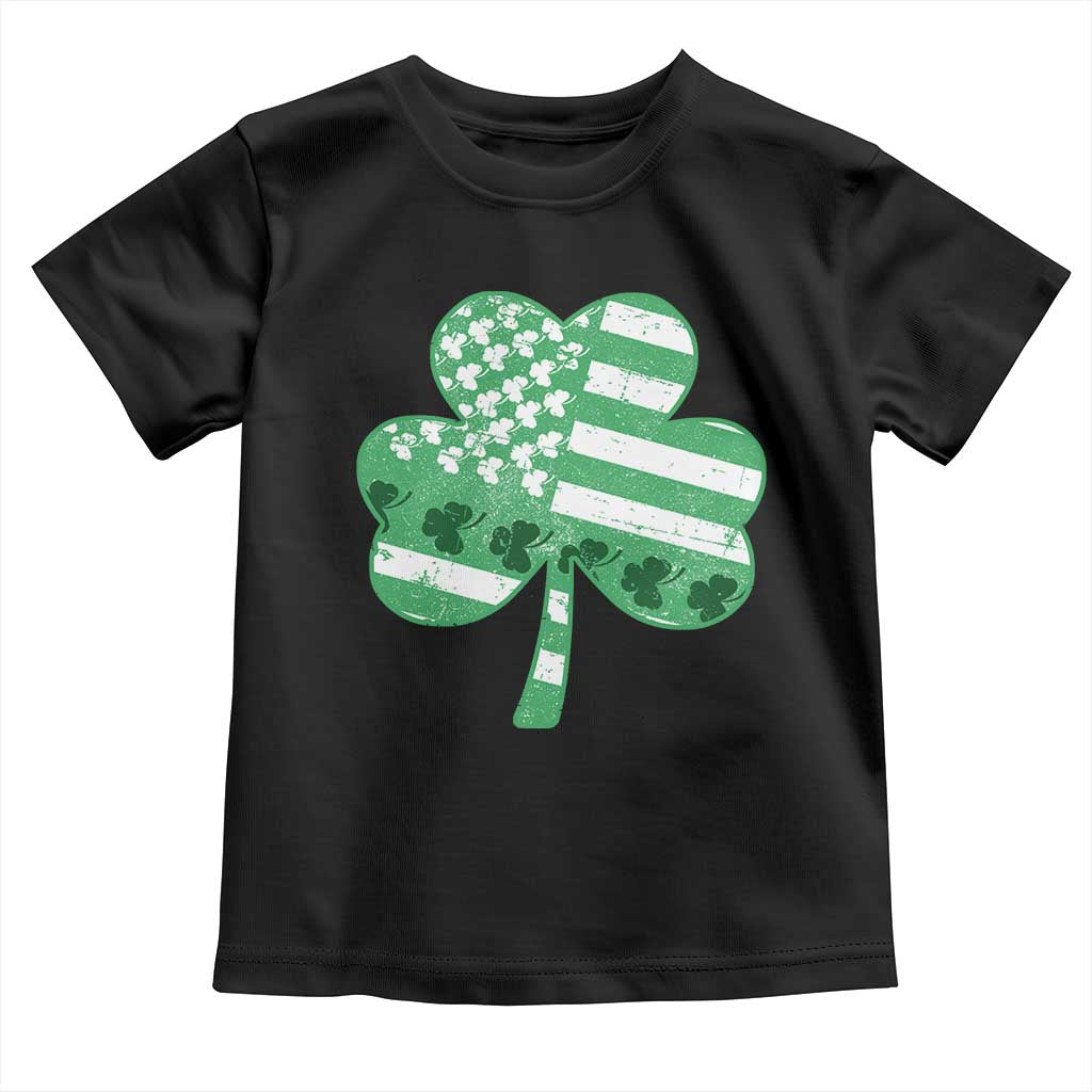 St Patricks Day American Flag Shamrocks Toddler T Shirt Lucky Retro Vintage Irish USA