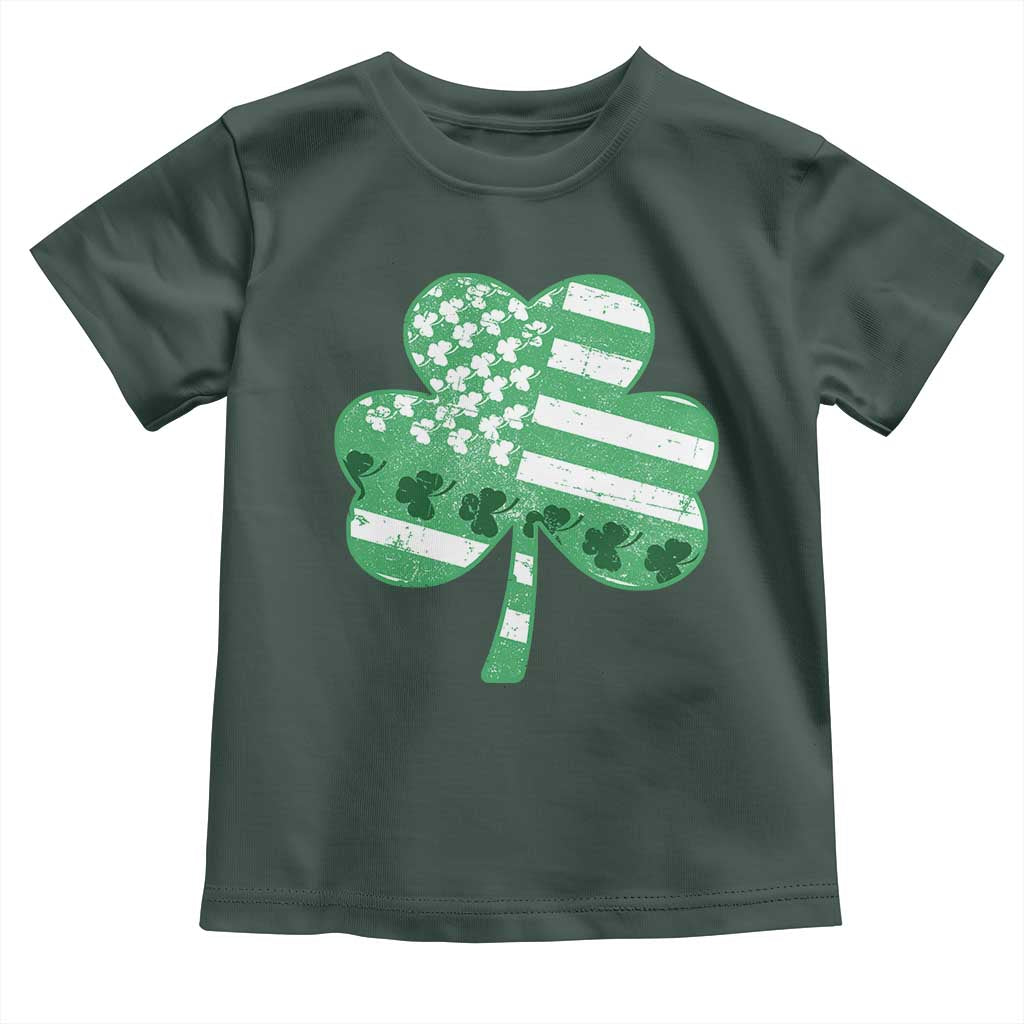St Patricks Day American Flag Shamrocks Toddler T Shirt Lucky Retro Vintage Irish USA