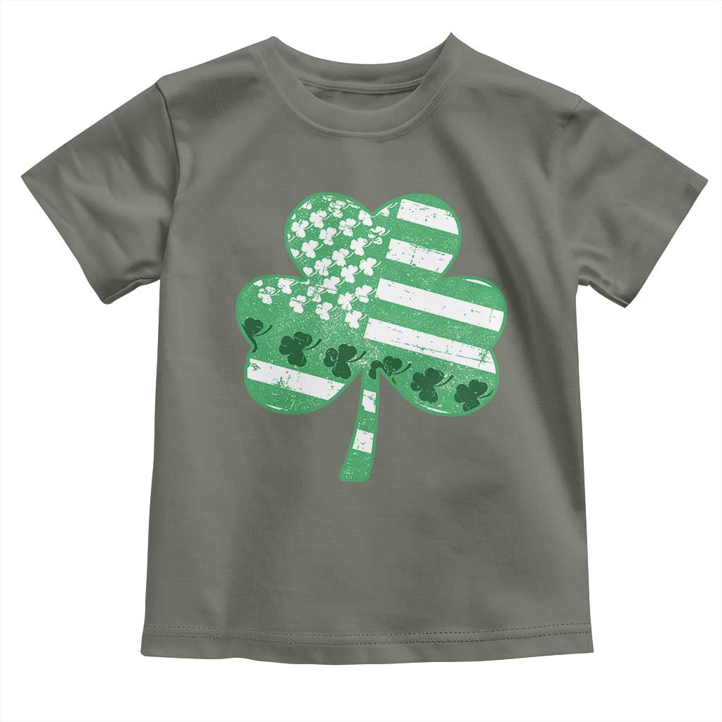 St Patricks Day American Flag Shamrocks Toddler T Shirt Lucky Retro Vintage Irish USA