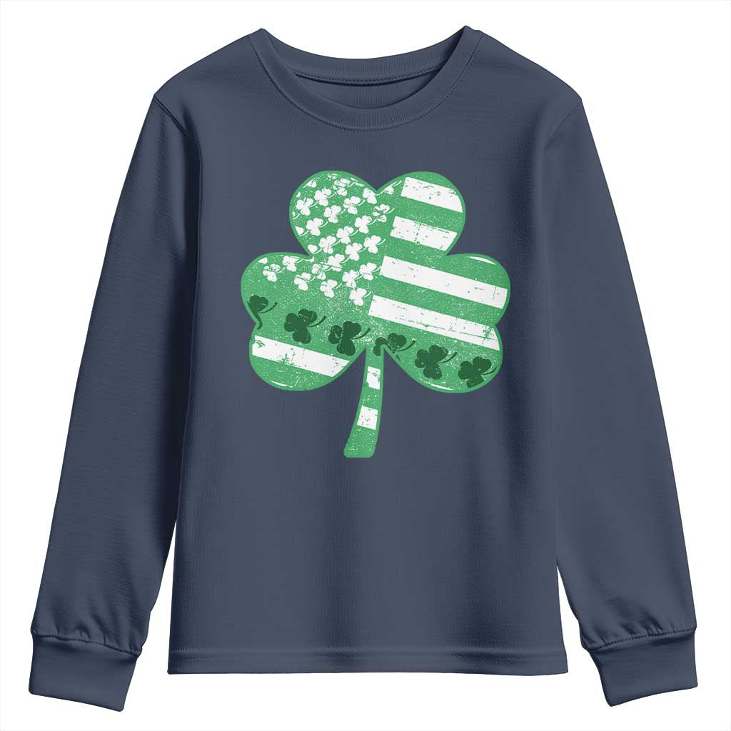 St Patricks Day American Flag Shamrocks Youth Sweatshirt Lucky Retro Vintage Irish USA