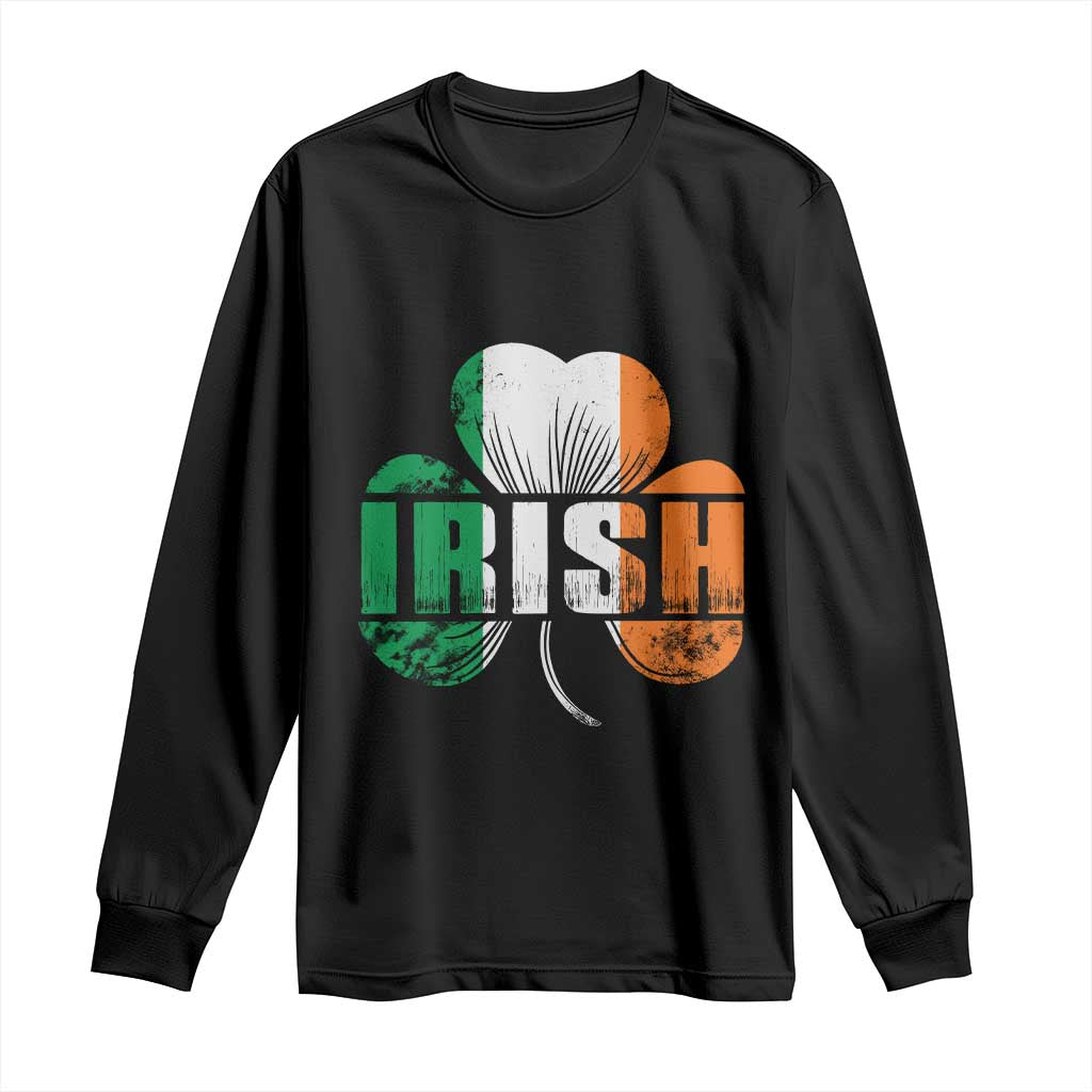 Irish St Patricks Day Shamrock Long Sleeve Shirt Retro Clover Ireland Flag Lucky Gifts