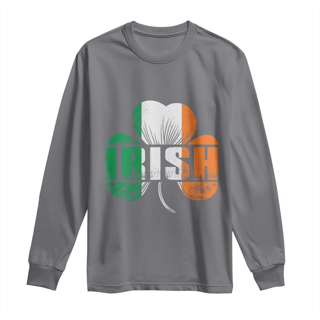 Irish St Patricks Day Shamrock Long Sleeve Shirt Retro Clover Ireland Flag Lucky Gifts