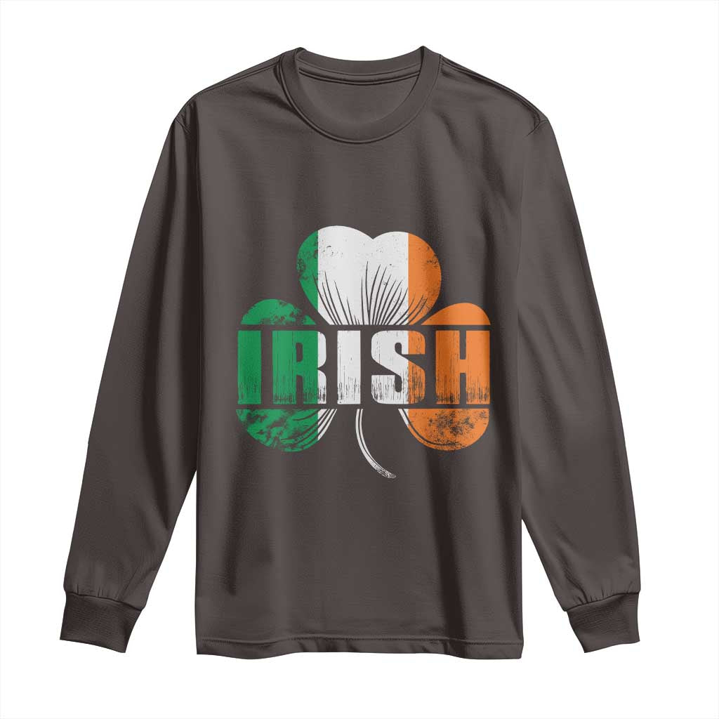 Irish St Patricks Day Shamrock Long Sleeve Shirt Retro Clover Ireland Flag Lucky Gifts