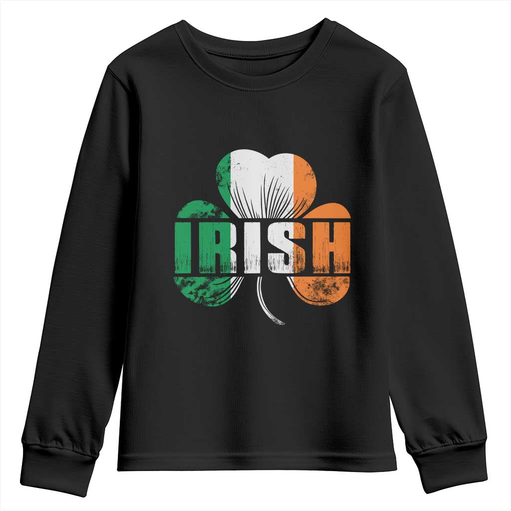 Irish St Patricks Day Shamrock Youth Sweatshirt Retro Clover Ireland Flag Lucky Gifts