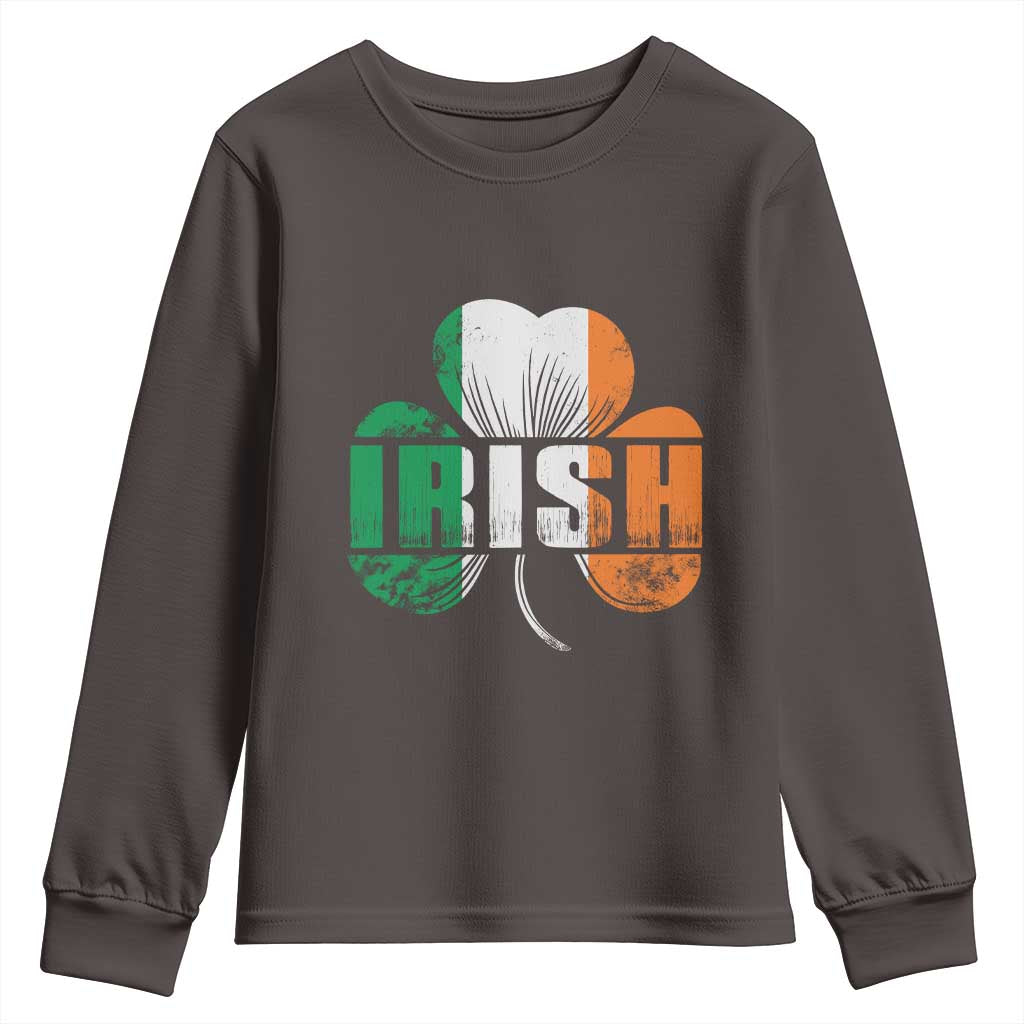 Irish St Patricks Day Shamrock Youth Sweatshirt Retro Clover Ireland Flag Lucky Gifts