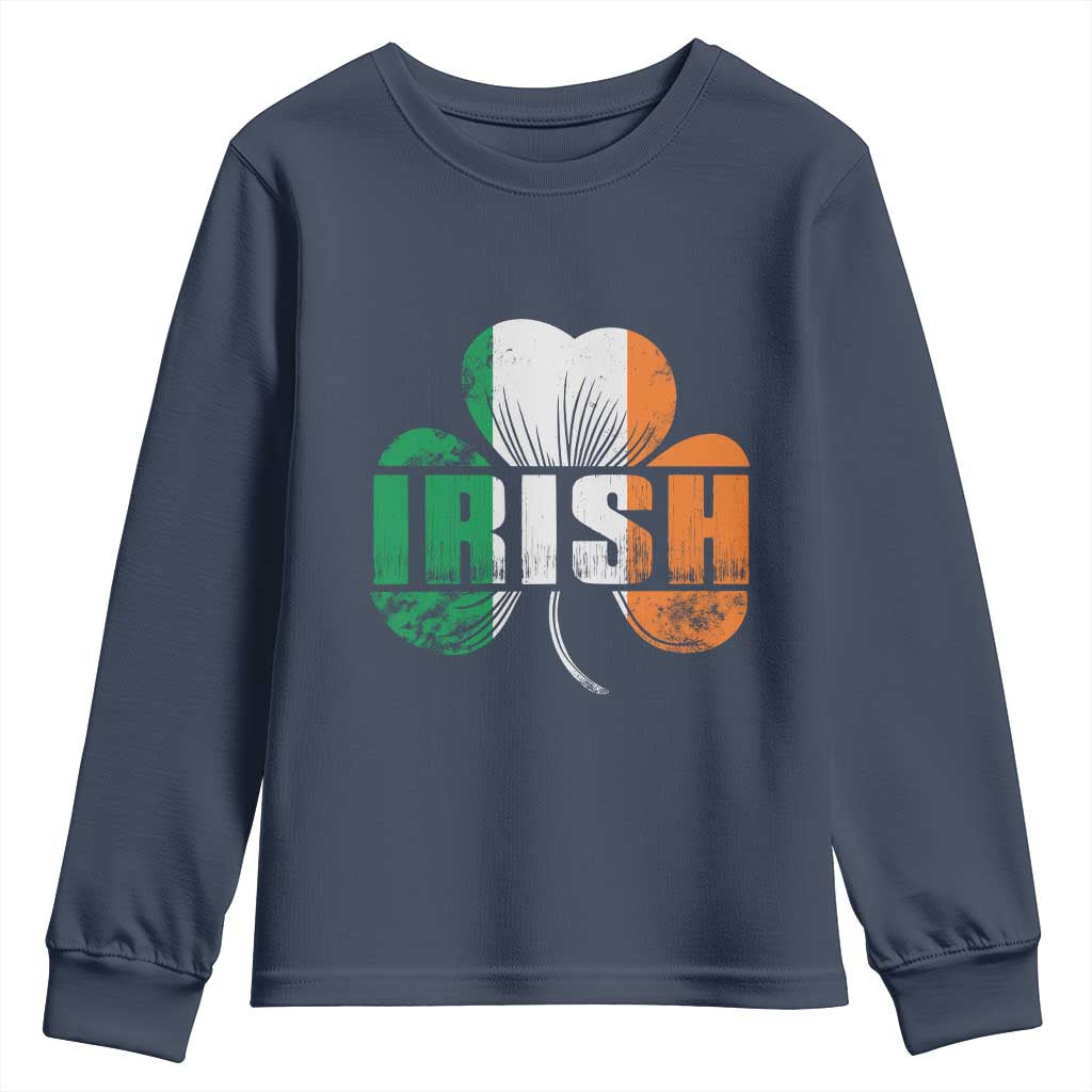Irish St Patricks Day Shamrock Youth Sweatshirt Retro Clover Ireland Flag Lucky Gifts