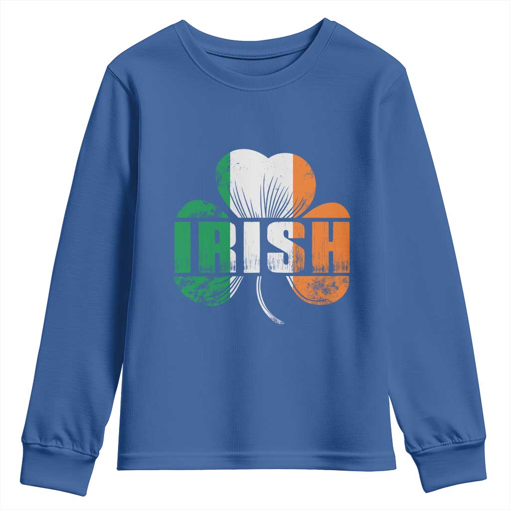 Irish St Patricks Day Shamrock Youth Sweatshirt Retro Clover Ireland Flag Lucky Gifts