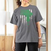 St Patricks Day American Flag T Shirt For Women Celtic Cross Shamrocks