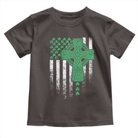 St Patricks Day American Flag Toddler T Shirt Celtic Cross Shamrocks