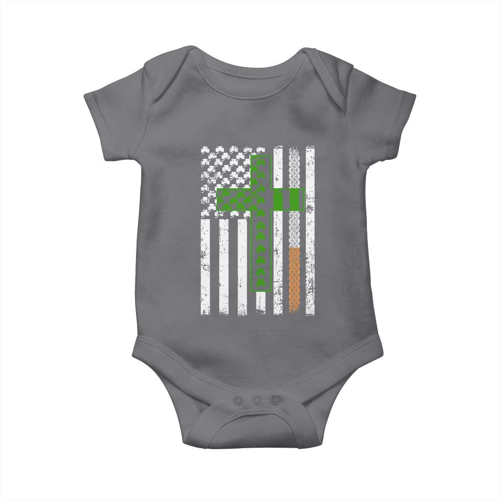 American Flag Shamrocks St Patricks Day Baby Onesie Vintage Irish USA