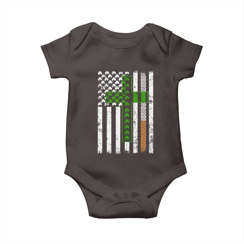 American Flag Shamrocks St Patricks Day Baby Onesie Vintage Irish USA