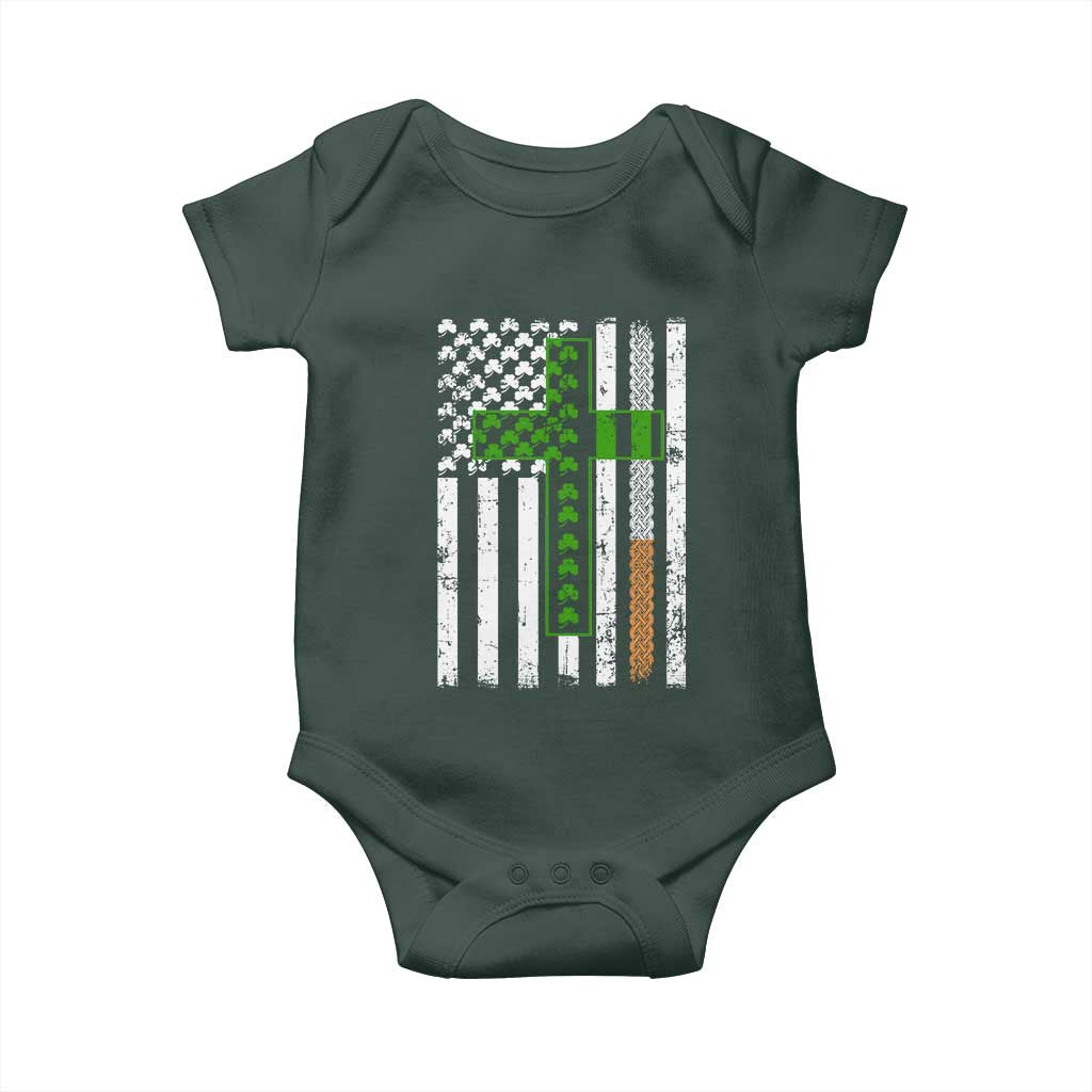 American Flag Shamrocks St Patricks Day Baby Onesie Vintage Irish USA