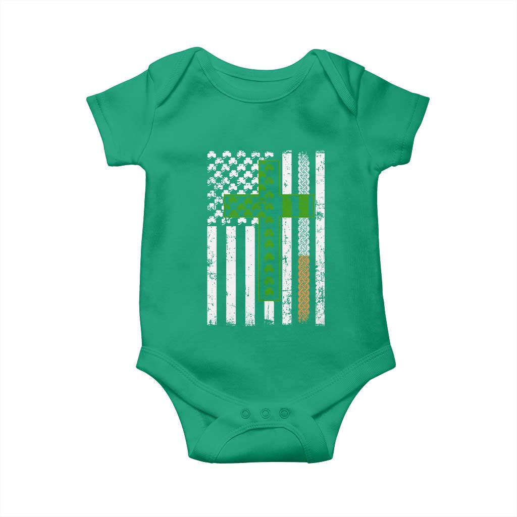 American Flag Shamrocks St Patricks Day Baby Onesie Vintage Irish USA
