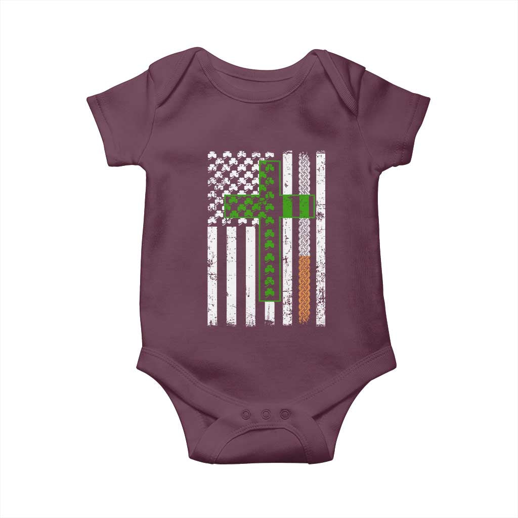 American Flag Shamrocks St Patricks Day Baby Onesie Vintage Irish USA