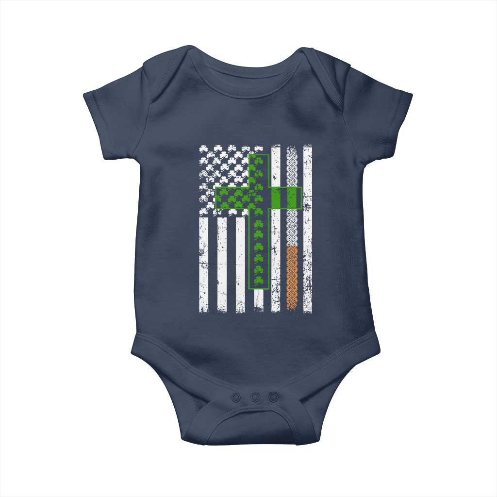 American Flag Shamrocks St Patricks Day Baby Onesie Vintage Irish USA