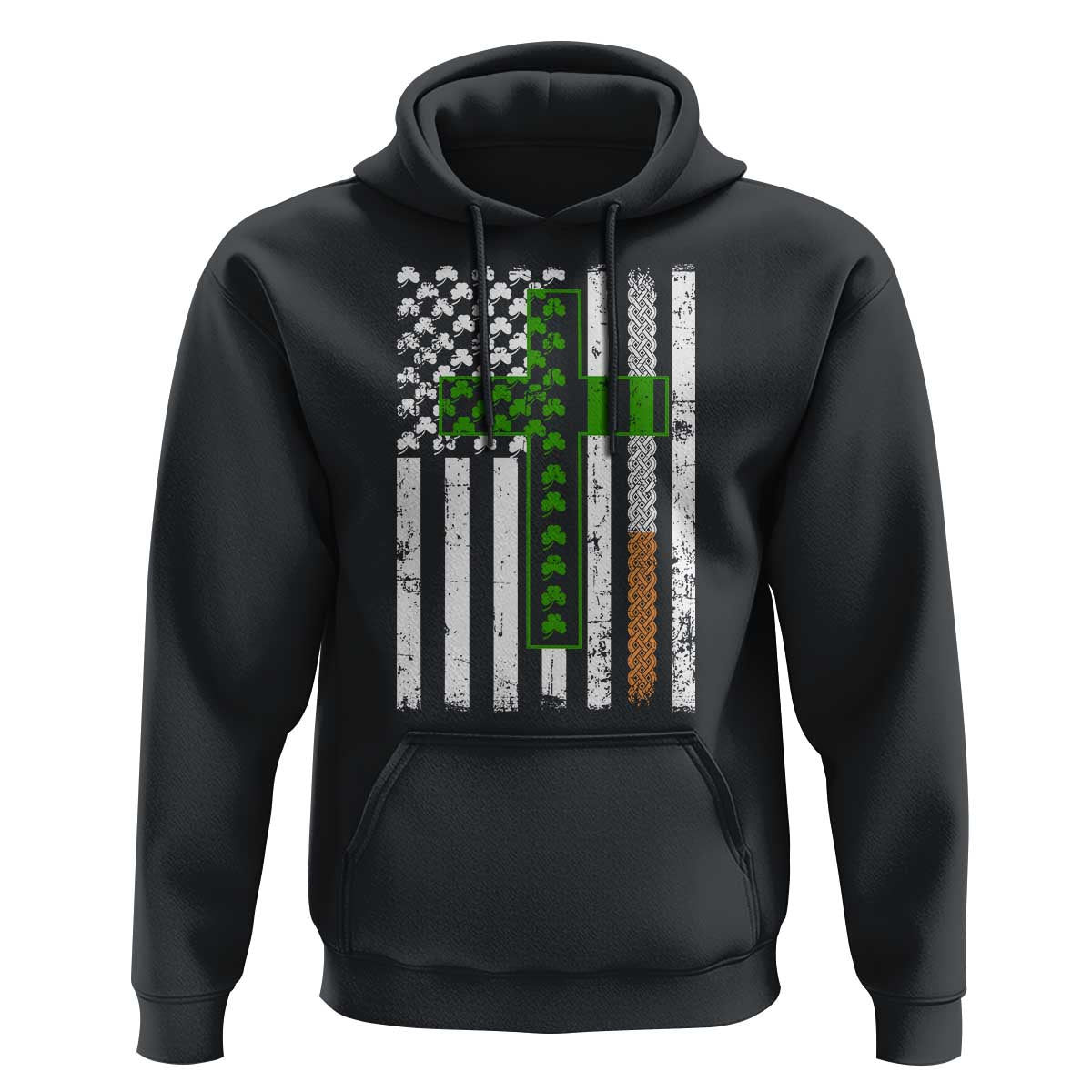 American Flag Shamrocks St Patricks Day Hoodie Vintage Irish USA