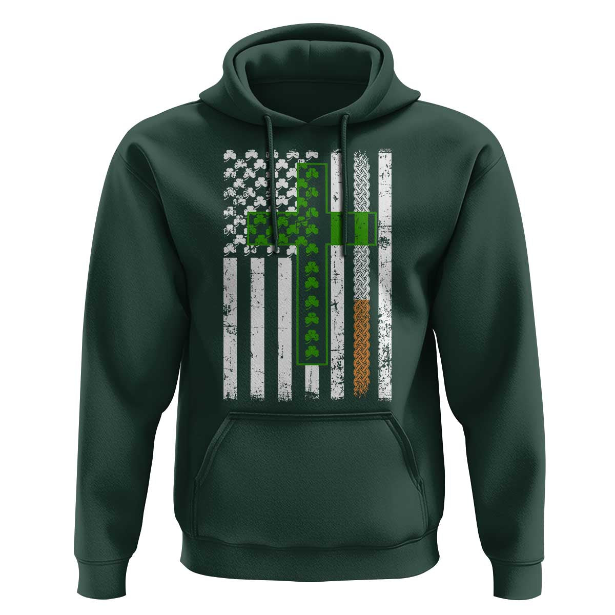 American Flag Shamrocks St Patricks Day Hoodie Vintage Irish USA