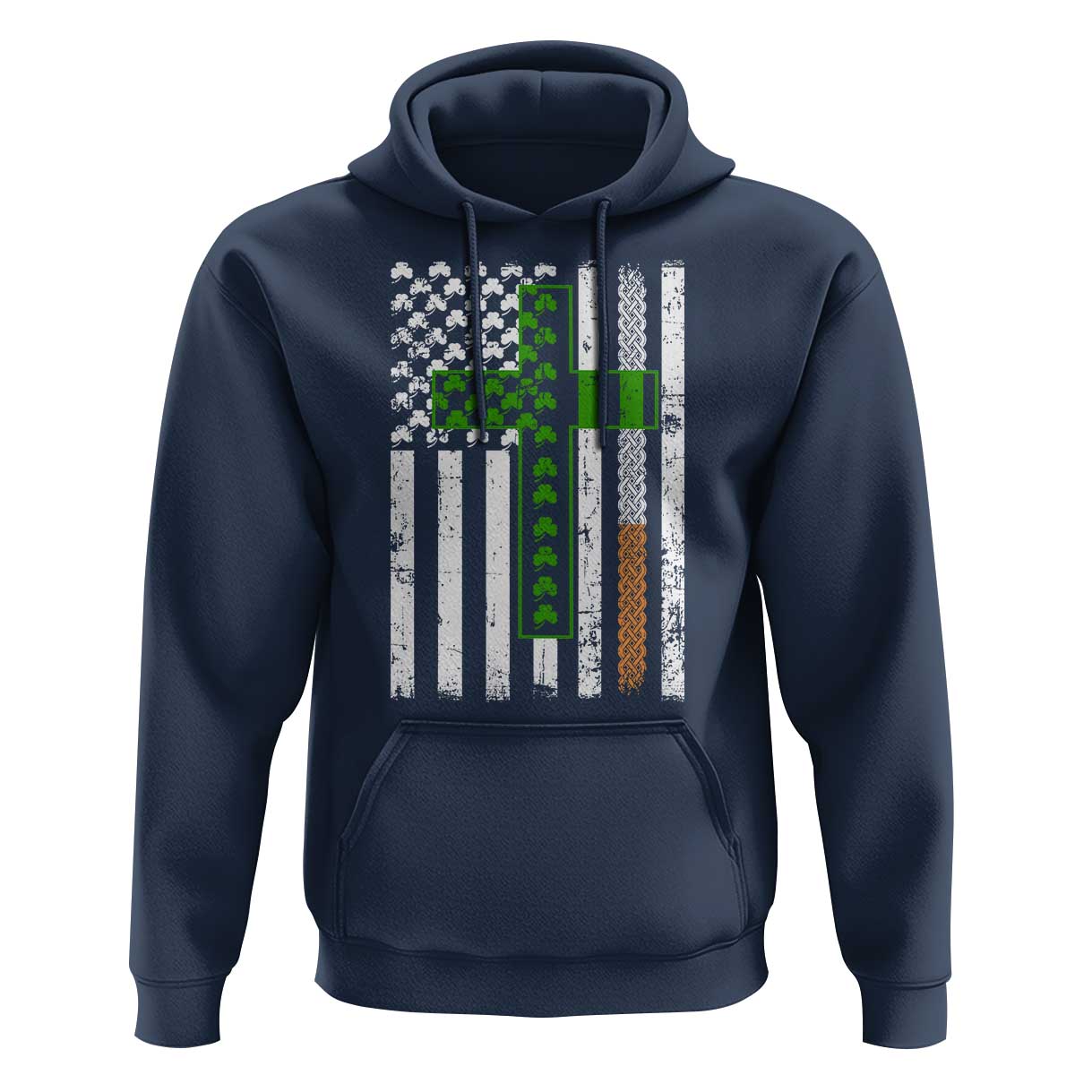 American Flag Shamrocks St Patricks Day Hoodie Vintage Irish USA