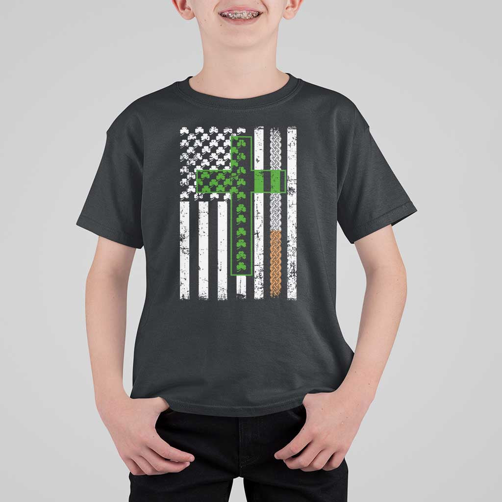 American Flag Shamrocks St Patricks Day T Shirt For Kid Vintage Irish USA