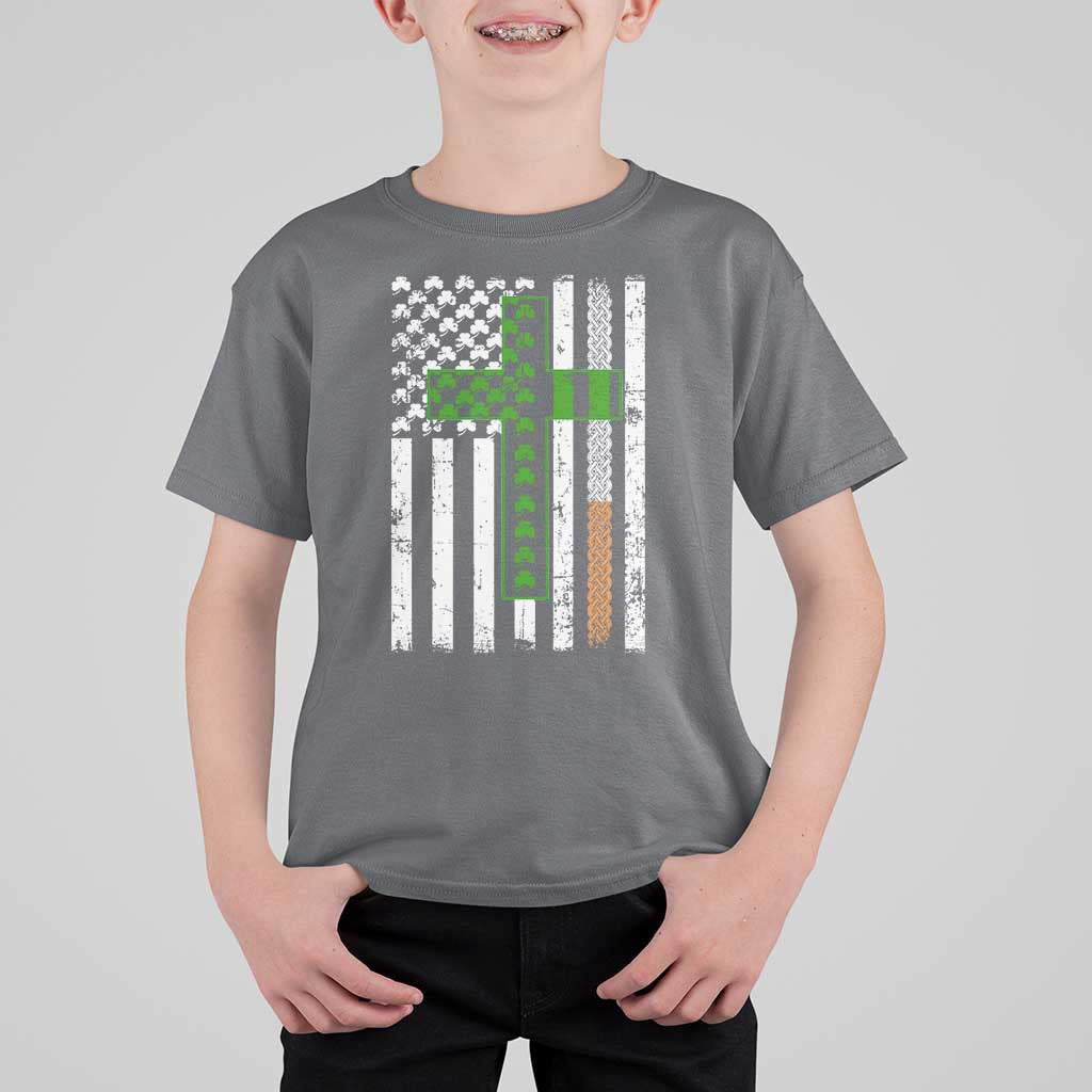 American Flag Shamrocks St Patricks Day T Shirt For Kid Vintage Irish USA
