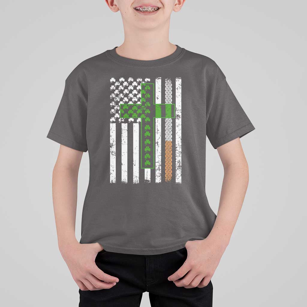 American Flag Shamrocks St Patricks Day T Shirt For Kid Vintage Irish USA