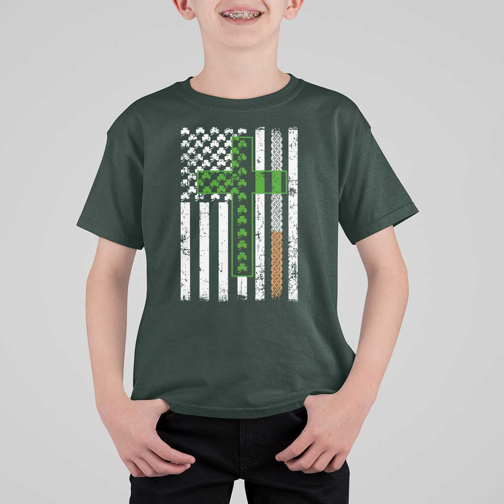 American Flag Shamrocks St Patricks Day T Shirt For Kid Vintage Irish USA