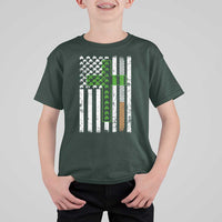 American Flag Shamrocks St Patricks Day T Shirt For Kid Vintage Irish USA