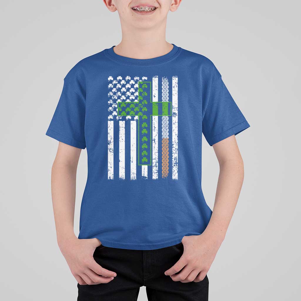 American Flag Shamrocks St Patricks Day T Shirt For Kid Vintage Irish USA