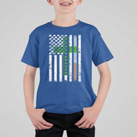 American Flag Shamrocks St Patricks Day T Shirt For Kid Vintage Irish USA