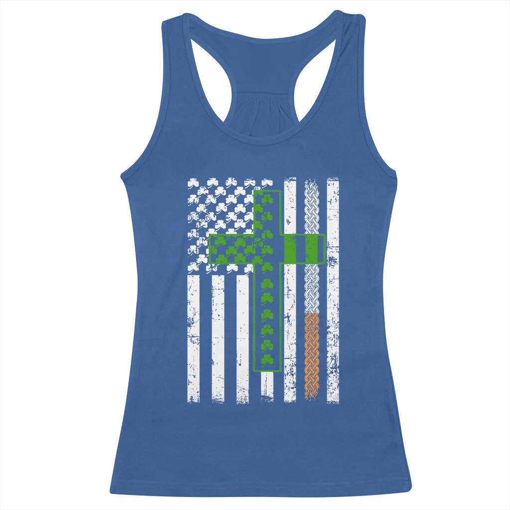 American Flag Shamrocks St Patricks Day Racerback Tank Top Vintage Irish USA