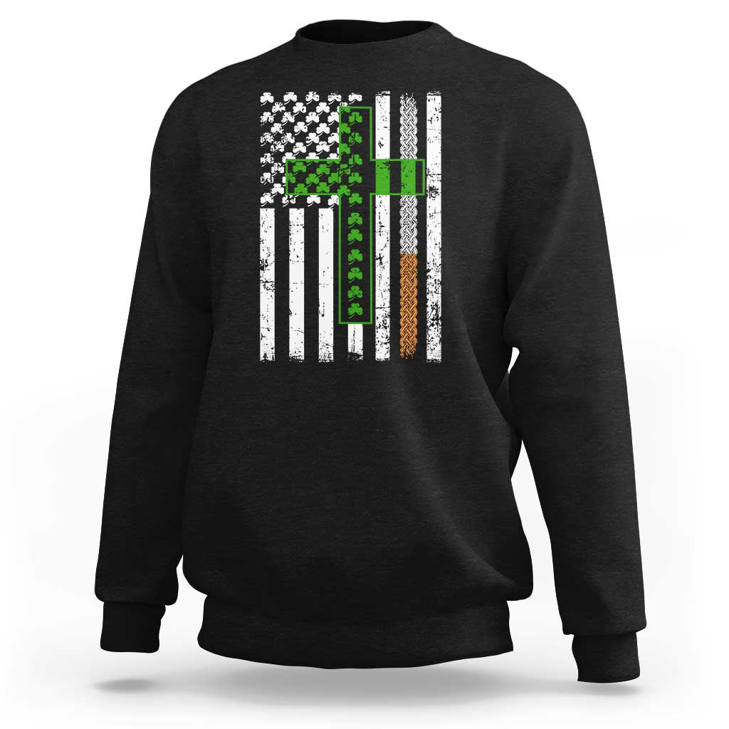 American Flag Shamrocks St Patricks Day Sweatshirt Vintage Irish USA