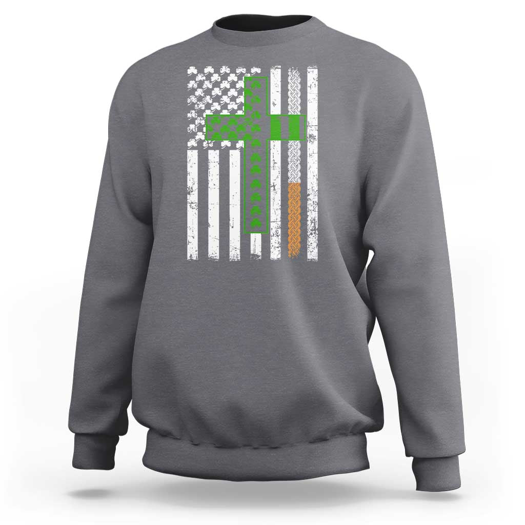 American Flag Shamrocks St Patricks Day Sweatshirt Vintage Irish USA