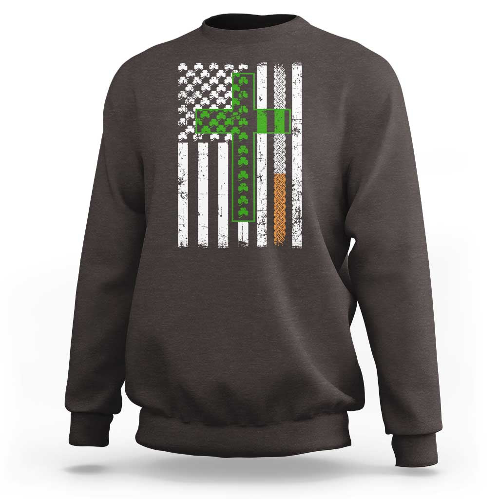 American Flag Shamrocks St Patricks Day Sweatshirt Vintage Irish USA