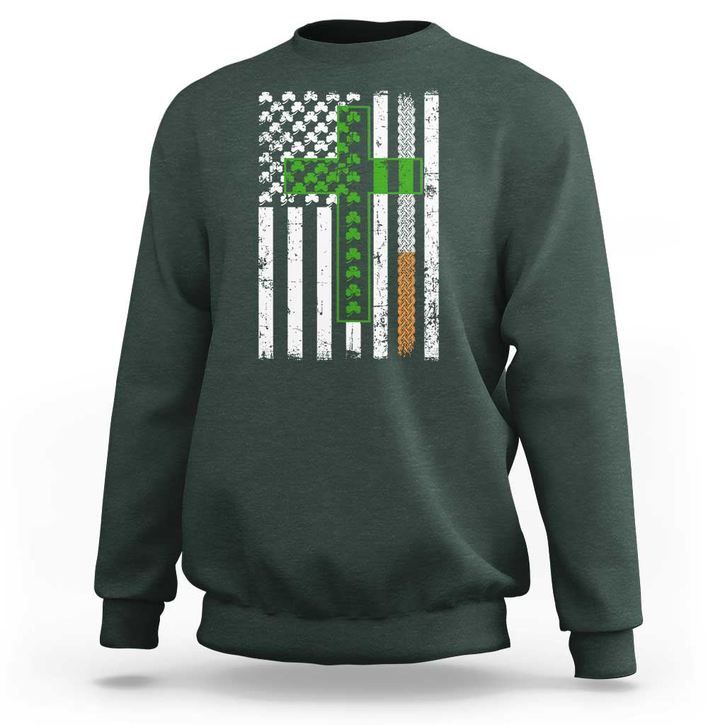 American Flag Shamrocks St Patricks Day Sweatshirt Vintage Irish USA