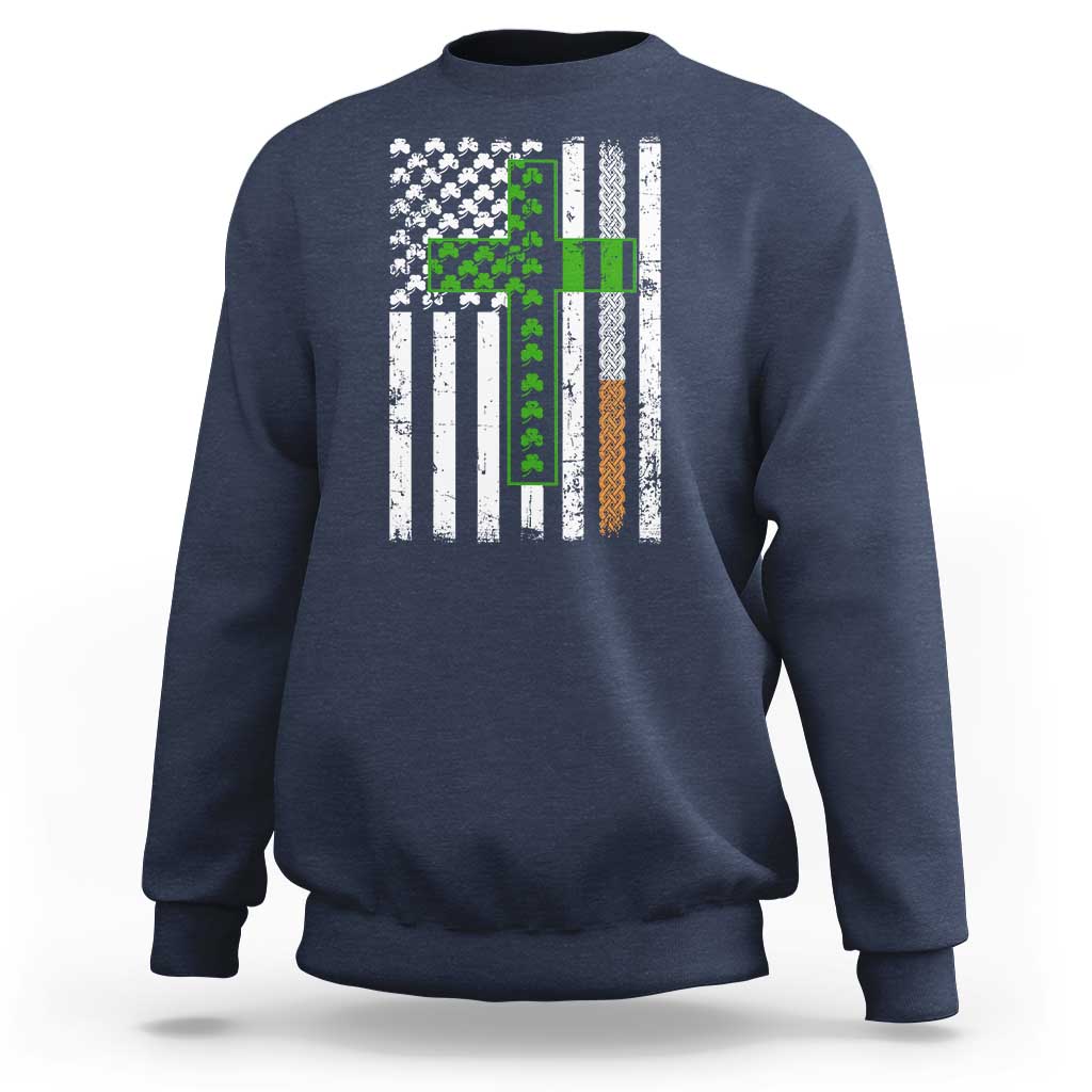American Flag Shamrocks St Patricks Day Sweatshirt Vintage Irish USA