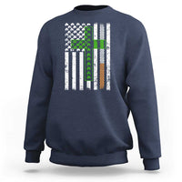 American Flag Shamrocks St Patricks Day Sweatshirt Vintage Irish USA