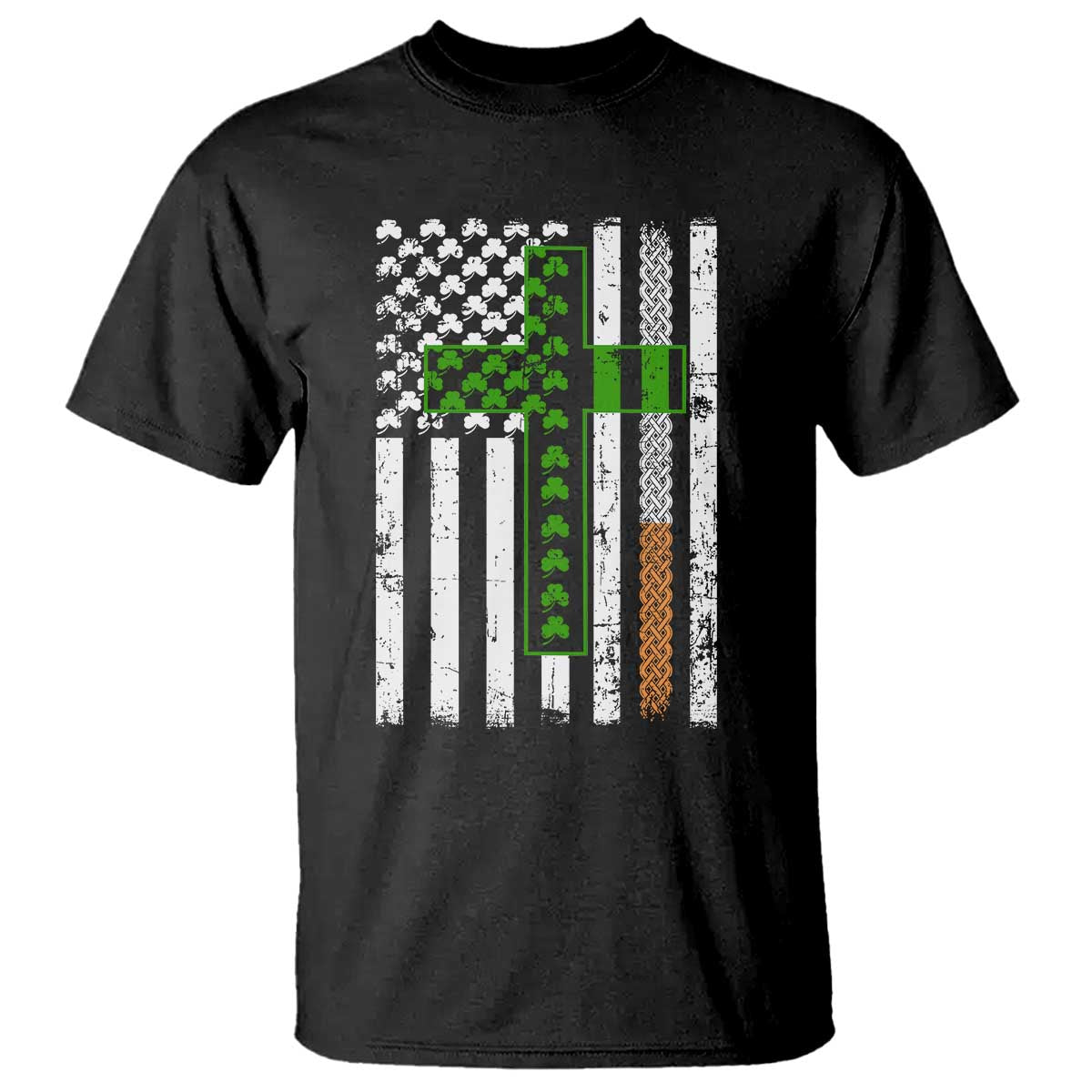 American Flag Shamrocks St Patricks Day T Shirt Vintage Irish USA