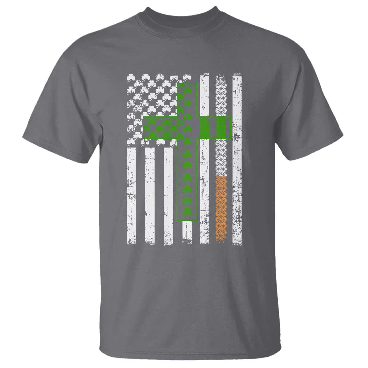 American Flag Shamrocks St Patricks Day T Shirt Vintage Irish USA
