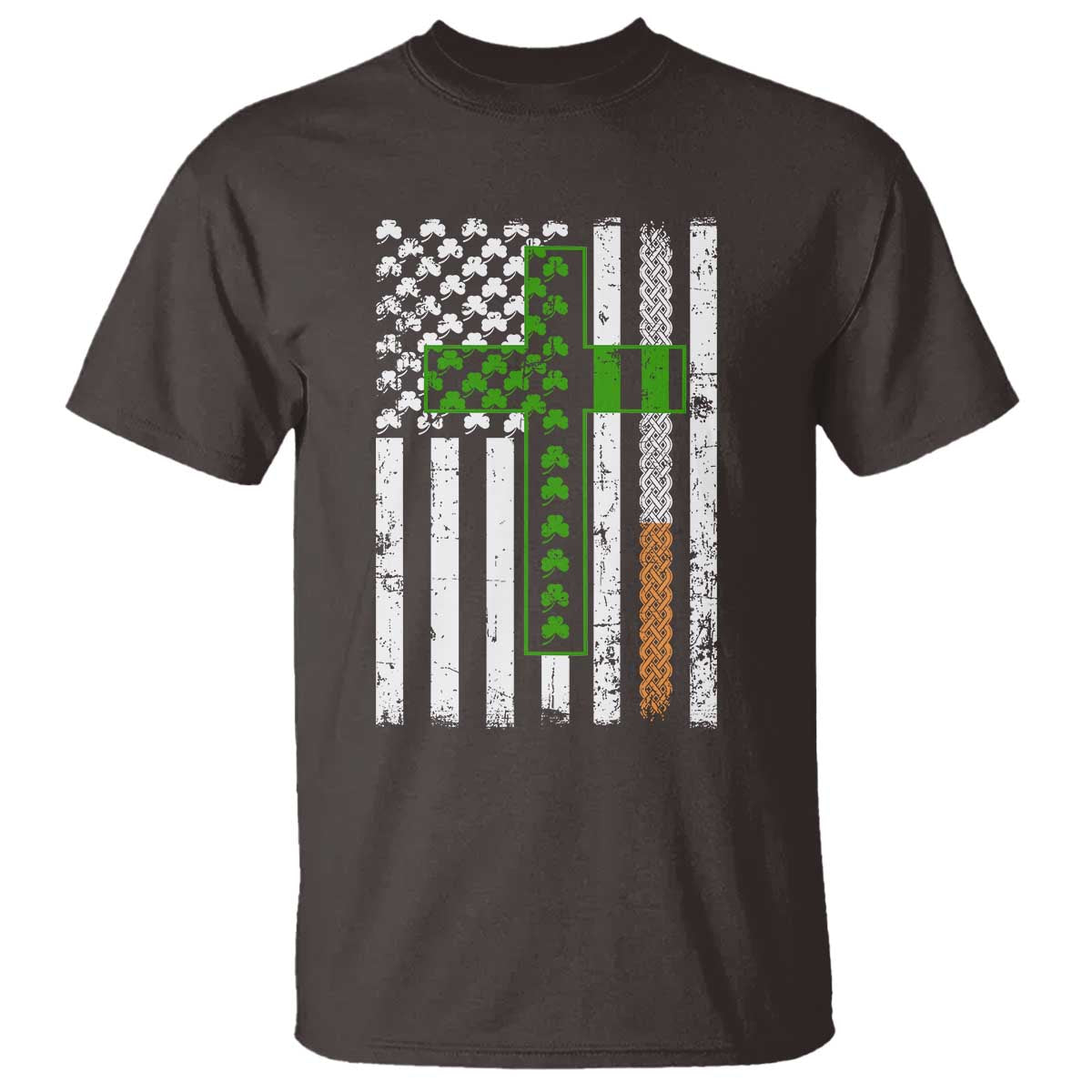 American Flag Shamrocks St Patricks Day T Shirt Vintage Irish USA