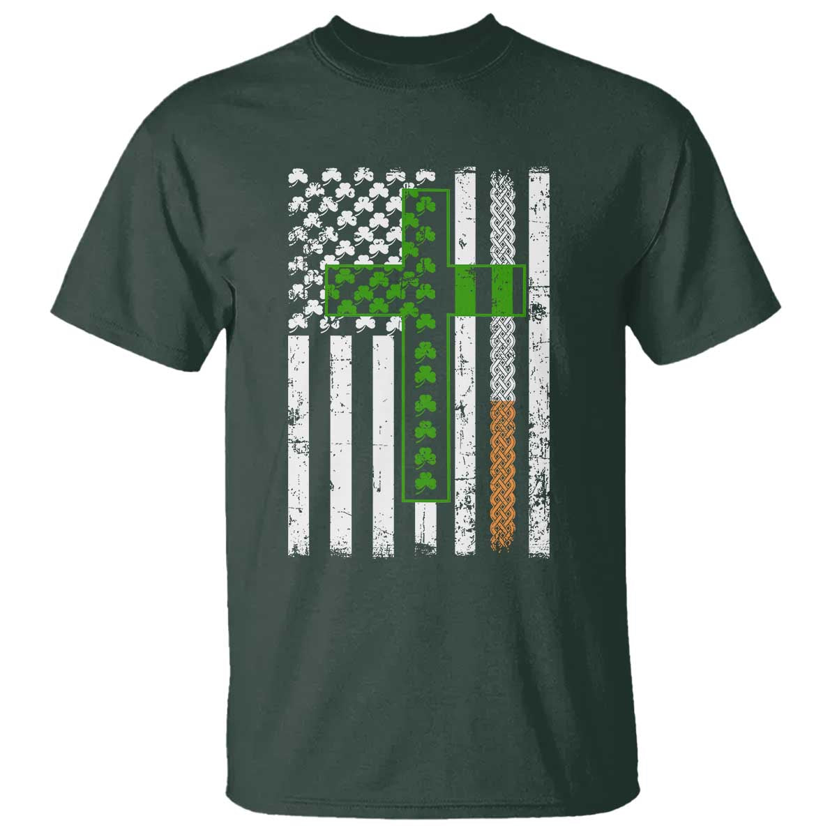 American Flag Shamrocks St Patricks Day T Shirt Vintage Irish USA