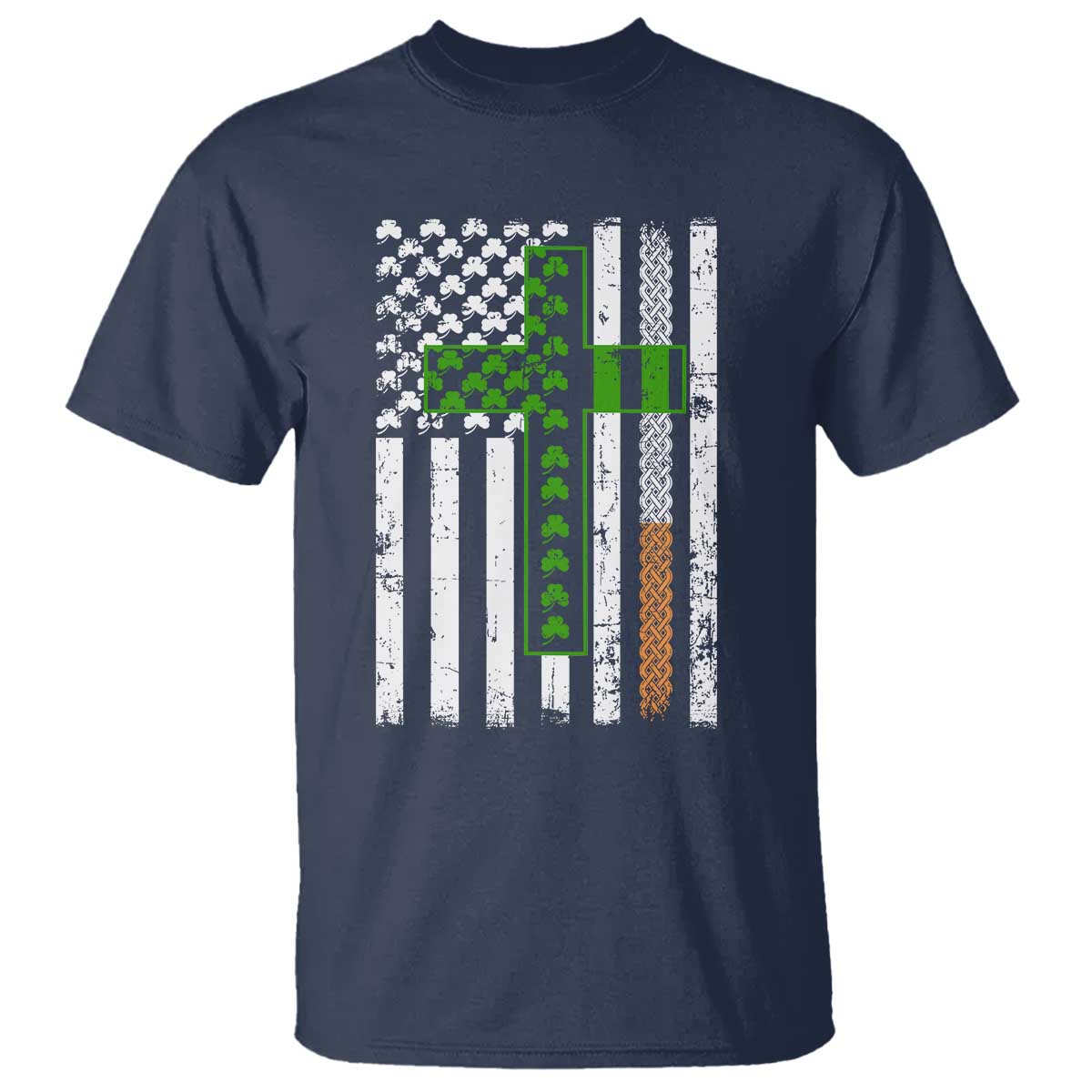 American Flag Shamrocks St Patricks Day T Shirt Vintage Irish USA