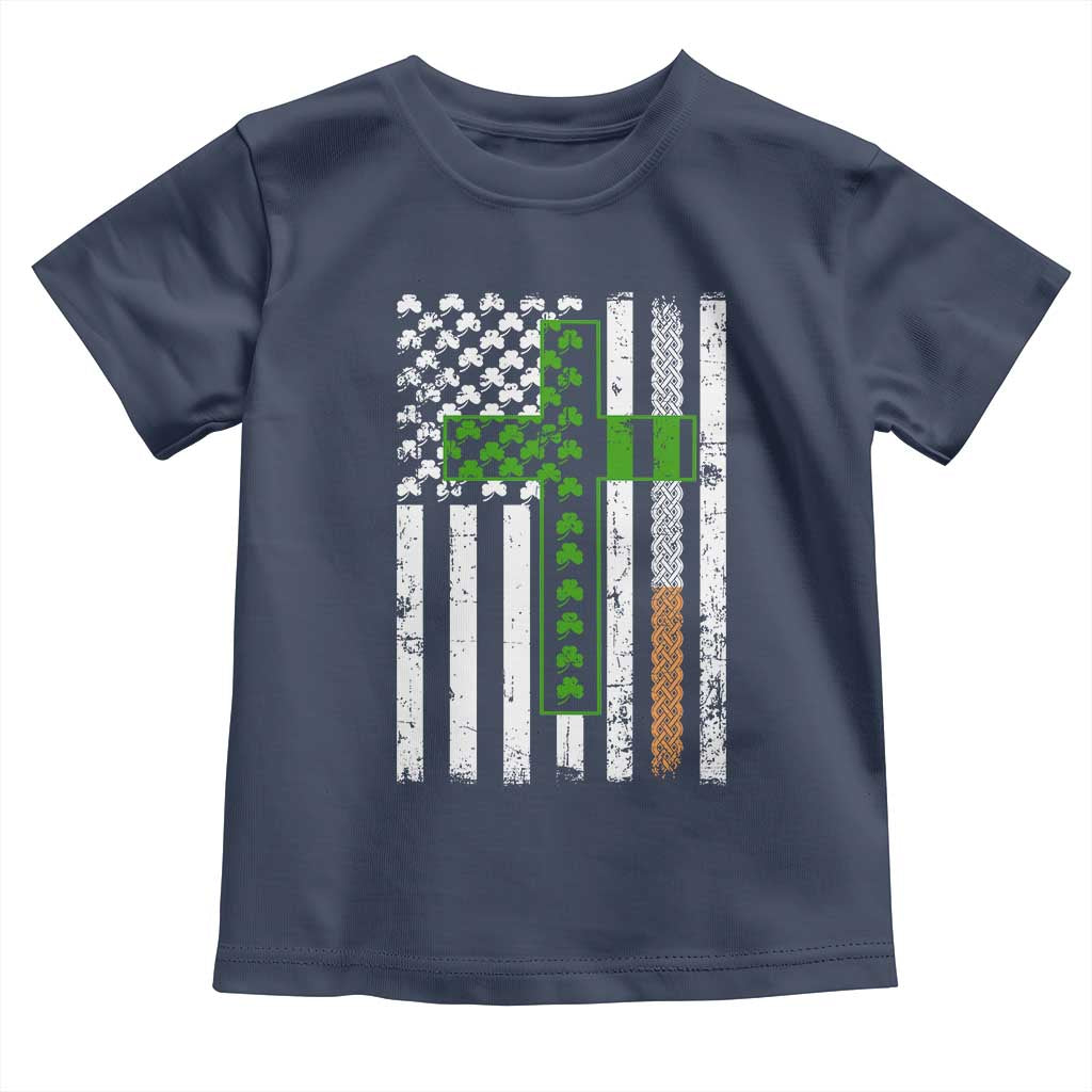 American Flag Shamrocks St Patricks Day Toddler T Shirt Vintage Irish USA