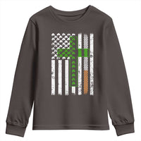 American Flag Shamrocks St Patricks Day Youth Sweatshirt Vintage Irish USA