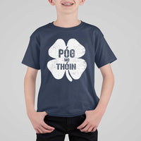 Funny Irish St Patricks Day T Shirt For Kid Shamrock Gaelic Saying Pog Mo Thoin