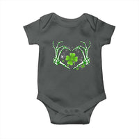 Skeleton Hand Heart Shamrock St Patricks Day Baby Onesie