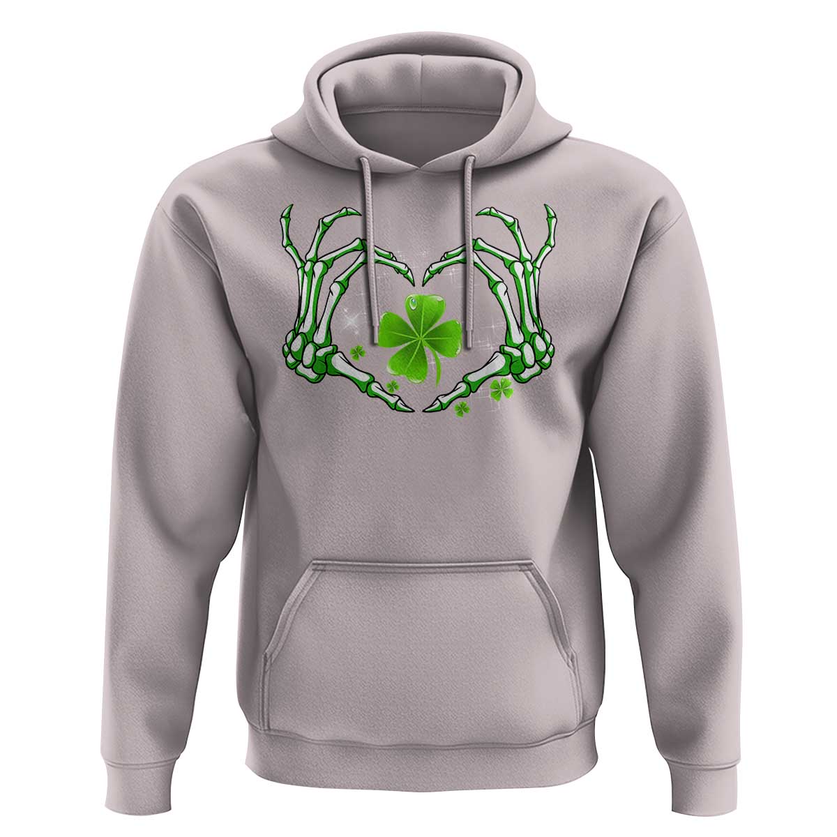 Skeleton Hand Heart Shamrock St Patricks Day Hoodie